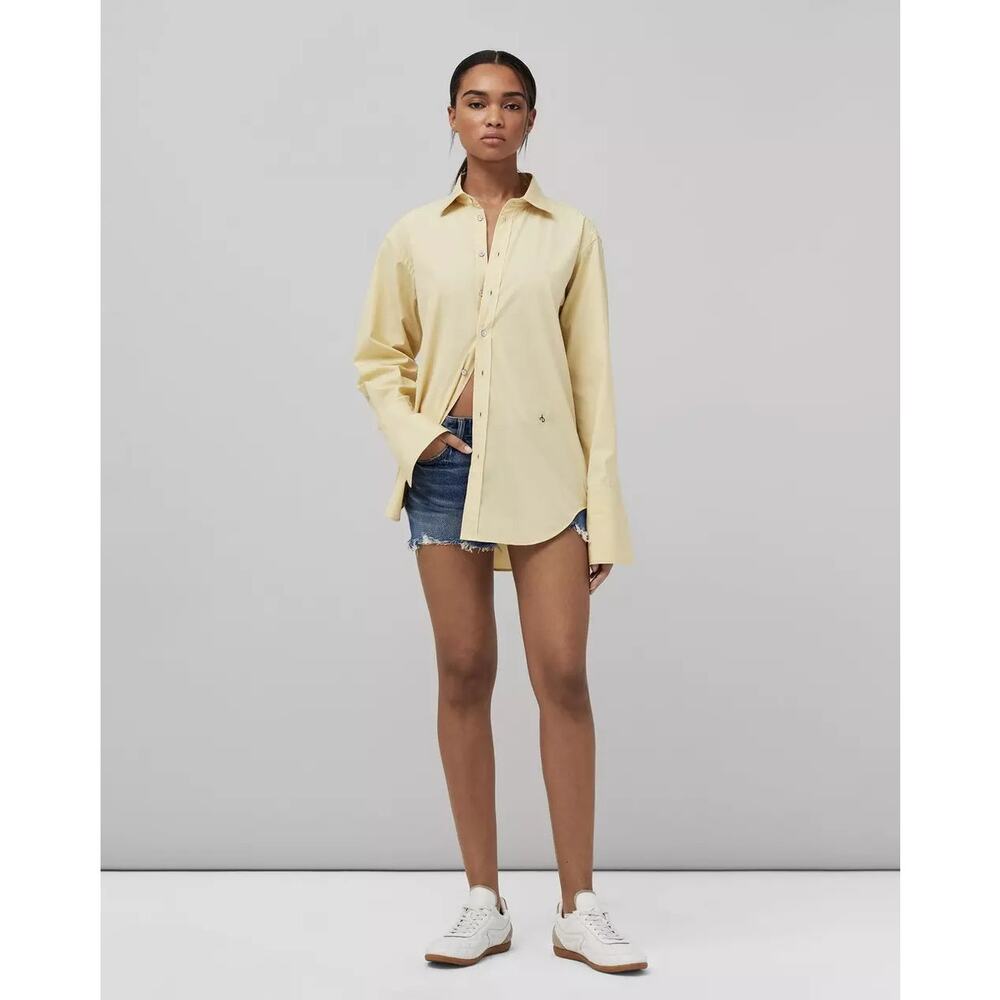 Rag & Bone‎ Diana Poplin button down shirt yellow beach cotton